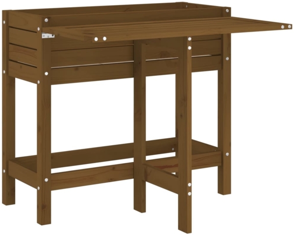 vidaXL Pflanzkasten mit Klappbarer Tischplatte Honigbraun Massivholz 825124