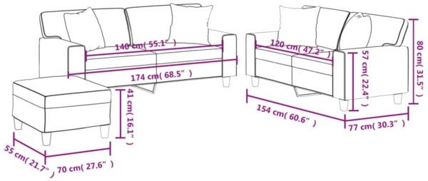 vidaXL 3-tlg. Sofagarnitur mit Kissen Grau Kunstleder 3201931 Bild 9