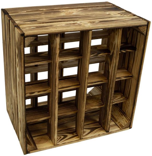 Kistenkolli Altes Land Allzweckkiste Geflammtes Weinregal 16er 40cmx40x27cm Obstkiste Weinkiste Weinhalter (Spar-Set)