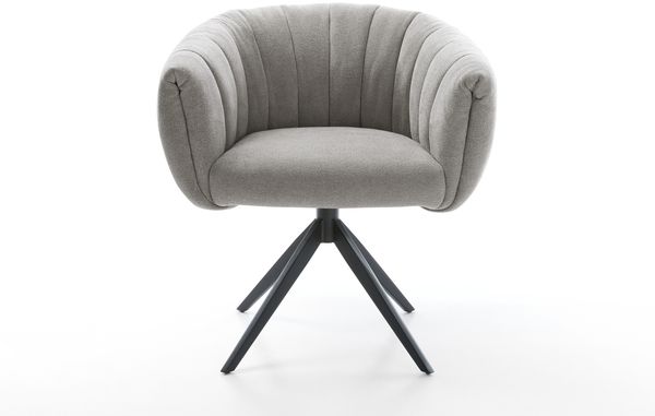 Drehstuhl Jada-Flex Strukturstoff Soft Grau Kreuzgestell breit Schwarz 360° drehbar Wippfunktion Taschenfederkern Bild 2