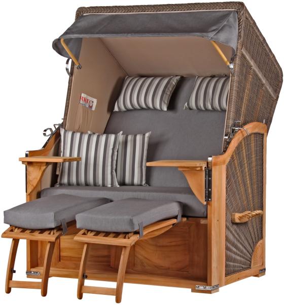 Strandkorb - bene living - Schaalsee Teak - PE grau - Modell 544 - inkl. Liftersystem