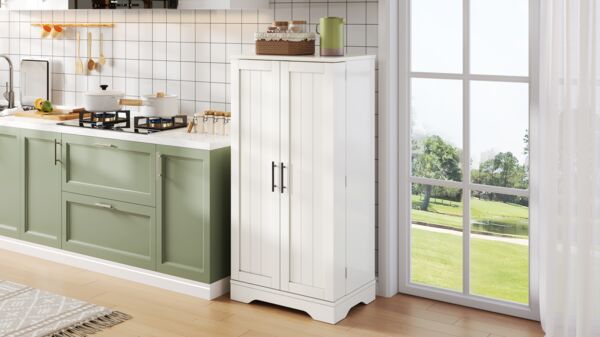 Hochschrank 60 x 40 x 120 cm aus MDF in Weiß mit LED-Sensorlicht & verstellbarem Einlegeboden