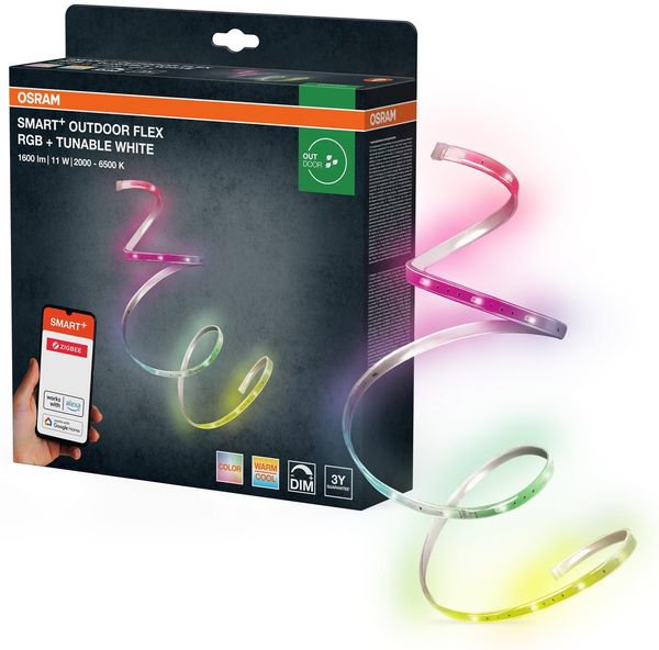 Osram SMART+ Zigbee flexible Outdoor-LED-Strips mit RGBW dimmbar, in Transparent aus Silikon, IP65-Schutz, für Terrasse und Balkon