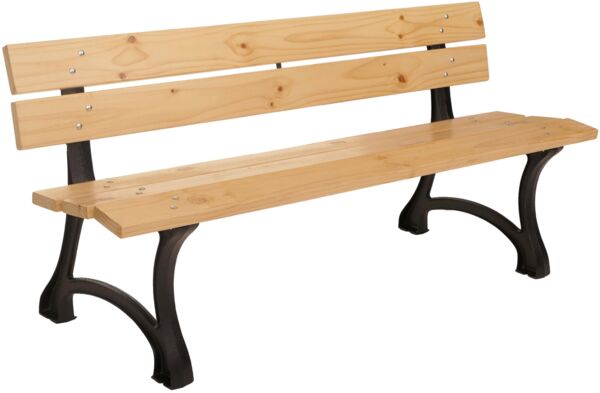 Gartenbank HWC-O20, Sitzbank Parkbank Holzbank 3-Sitzer, Gusseisen Holz Kiefer, 170cm ~ hellbraun