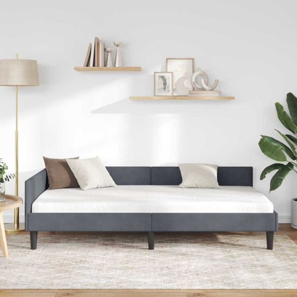 vidaXL Eckbettgestell mit Kopfteil Dunkelgrau 90 cm x 190 cm Stoff 42016145 Bild 3