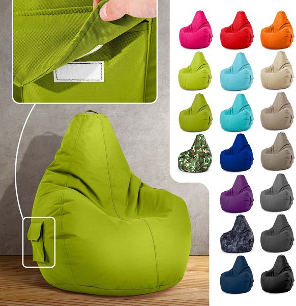 Green Bean® Sitzsack mit Rückenlehne, 230L Füllung waschbar, Polyester-PVC-Stoff grün, 80 x 70 x 90 cm Bild 2