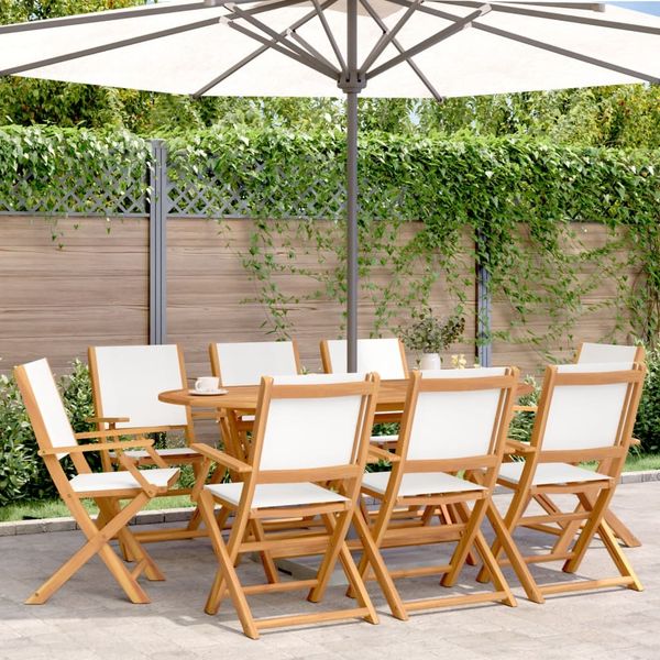 vidaXL Gartenstühle 8 Stk. Klappbar Cremeweiß Stoff und Massivholz 3214576