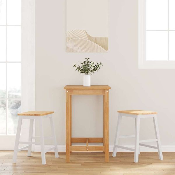 vidaXL Barstühle 2 Stk. Weiß Massivholz Gummibaum 4102581