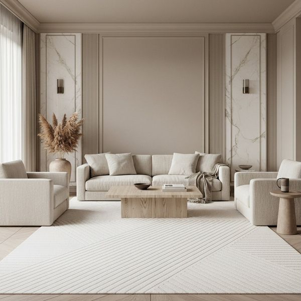 KADIMA DESIGN Teppich ILLER Wohnzimmer Schlafzimmer Waschbar Wohnzimmerteppich Esszimmer, Läufer, Höhe: 14 mm, Creme, 80x150 cm, Strapazierfähig Fußbodenheizung 3D Waschbar