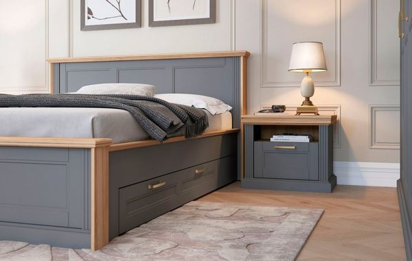 Home affaire Nachtkonsole Tara, im klassischen Landhausstil, FSC-zertifiziert (1 offenes Fach und 1 Schublade mit Metallgriff, Soft-Close-Funktion), lackiert mit wasserbasiertem UV-Lack, 62 x 43 x 52 cm (BxHxT)