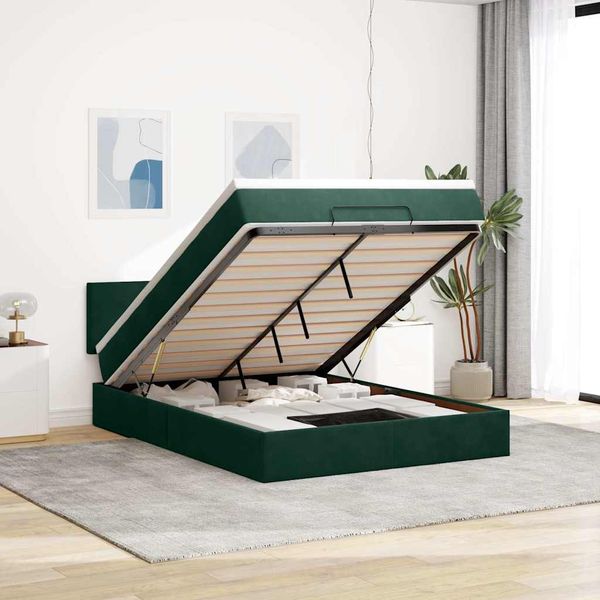 vidaXL Ottoman-Bett mit Matratze Dunkelgrün 140x190 cm Samt 3311702