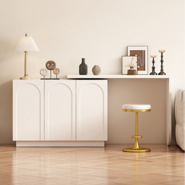 Flieks Kommode mit 360° drehbar Tisch (1 St, mit verstellbarer Ablage), Schminktisch Eckschreibtisch Sideboard mit Stauraum, Breite 110/170 cm