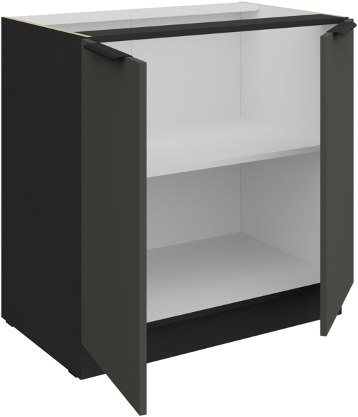 Küchen Unterschrank 80 cm Küche ARIA Graphite ultra matt + Schwarz matt, hochwertige Fronten mit Anti Fingerprint Beschichtung Küchenzeile Küchenblock Bild 3