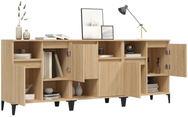 vidaXL Sideboards 3 Stk. Sonoma-Eiche 60x35x70 cm Holzwerkstoff 3185746 Bild 4