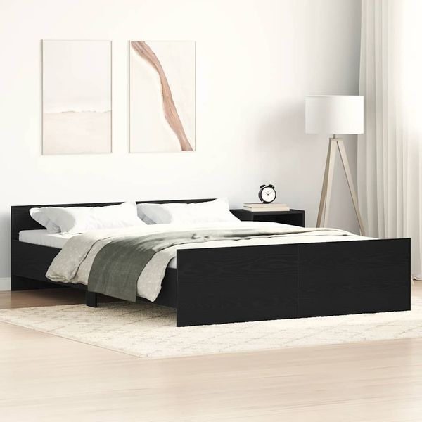 vidaXL Bettgestell ohne Matratze Schwarz Eichen-Optik 140x190 cm 3329324