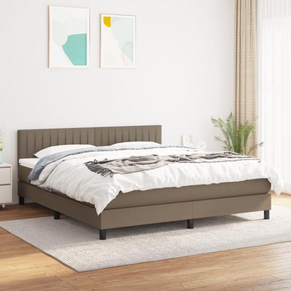 vidaXL Boxspringbett mit Matratze Taupe 180x200 cm Stoff 3140237