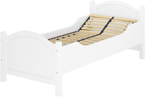 Überlanges hohes Seniorenbett weiß 100x220 Holzbett Einzelbett Zubehör wählbar V-60.40W-10-220Federholzrahmen inkl.