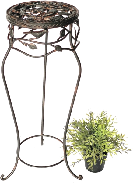 Blumenhocker Metall Schwarz Rund 65 cm Blumenständer 18215 Blumensäule Antik Pflanzenständer Pflanzenhocker Vintage