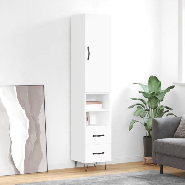 vidaXL Highboard Weiß 34,5x34x180 cm Holzwerkstoff 3198945