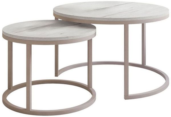 yourhouse24 Couchtisch Runder Inez 2in1, 50 & 70 cm, Kaschmir & mattes Tischblatt (Set 2 in 1), Tisch mit matter Tischplatte