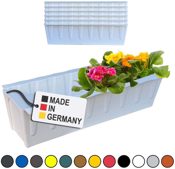 Hossi's Wholesale 6 Euro-Paletten Blumenkästen-Einsätze | 37,3cm Weiß | Pflanzkasten für Europalette Palette | Balkonkasten | Blumentopf | aus stabilen Kunststoff | Made in Germany