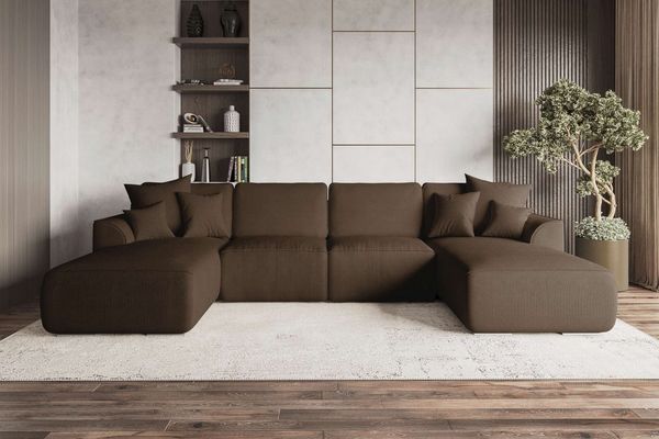 99rooms Wohnlandschaft Gusto, Sofa, U-Form, mit Schlaffunktion, mit abnehmbaren Kissen, Bezug - Cord POSO