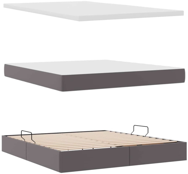 vidaXL Aufbewahrungsbett mit Matratze Grau 180x200 cm Kunstleder 3370176 Bild 7