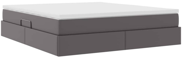vidaXL Aufbewahrungsbett mit Matratze Grau 180x200 cm Kunstleder 3370176 Bild 4