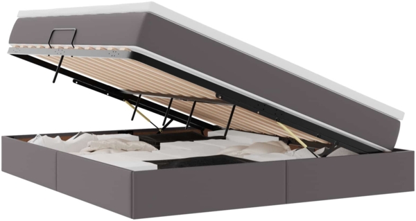 vidaXL Aufbewahrungsbett mit Matratze Grau 180x200 cm Kunstleder 3370176 Bild 1