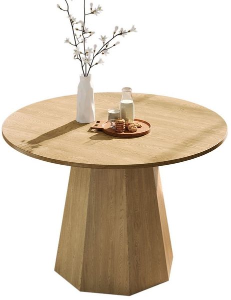 i@home Esstisch Runder Esstisch, 120 cm, Eiche, Tisch für 4–6 Personen (Moderner Esszimmertisch im skandinavischen Design, Runder Küchentisch mit stabilem Sockel), ideal für kleine Wohnungen & Familien