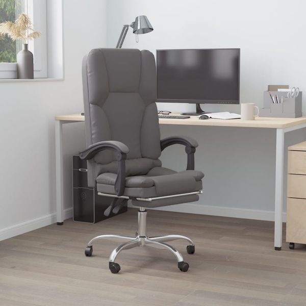 vidaXL Bürostuhl mit Massagefunktion Grau Kunstleder [349679]