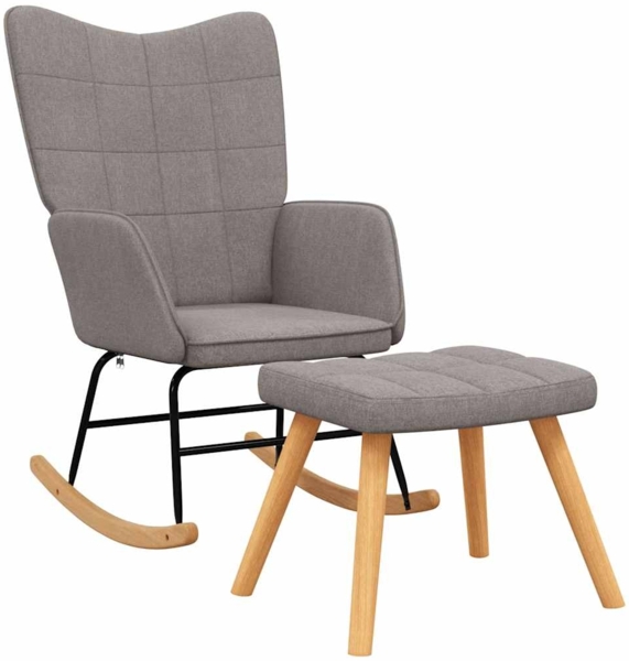 vidaXL Schaukelstuhl mit Hocker Stoff Taupe 328027