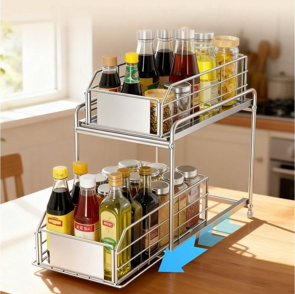 BlingBin Küchenorganizer-Set Küchenschrank Organizer Ausziehbarer Schrank Organizer Küche, (1er set, 1-tlg, 36*32*19cm), Schubladenartiger Zugriff für einfache Bedienung, leicht zu reinigen