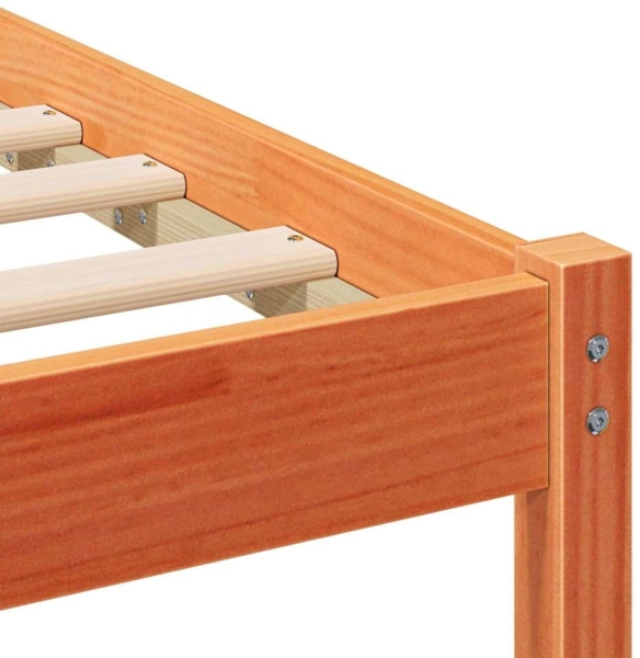 vidaXL Bettrahmen Wachsbraun 120 x 190 cm Massives Kiefernholz 872244 Bild 7