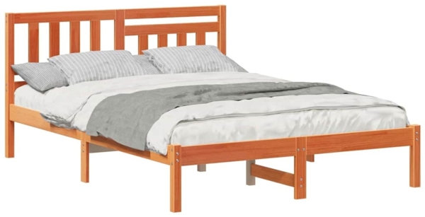 vidaXL Bettrahmen Wachsbraun 120 x 190 cm Massives Kiefernholz 872244 Bild 2