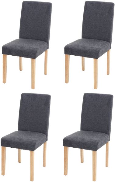4er-Set Esszimmerstuhl Stuhl Küchenstuhl Littau ~ Textil, anthrazitgrau, helle Beine