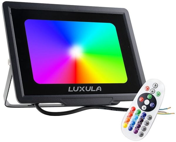LUXULA LED Wandstrahler RGB Farbwechsel Fluter, LED fest integriert, 50W Außenstrahler mit Fernbedienung