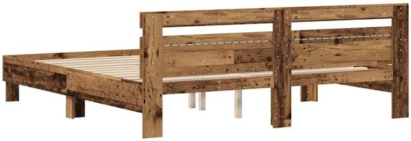 vidaXL Bettrahmen mit LED Altholz 200 x 200 cm Holzwerkstoff 3333933 Bild 8
