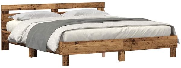 vidaXL Bettrahmen mit LED Altholz 200 x 200 cm Holzwerkstoff 3333933 Bild 3