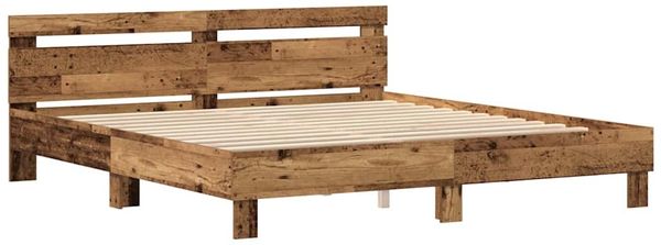 vidaXL Bettrahmen mit LED Altholz 200 x 200 cm Holzwerkstoff 3333933 Bild 5