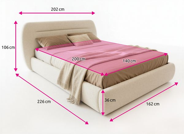 Polsterbett Orio - Bettkasten mit Gasdruckfedern - Doppelbett mit Lattenrost, Bett mit Polsterkopfteil, Bettgestell, Schlafzimmer, Bouclé-Stoff (140 x 200 cm, Rosa (Coral 45)) Bild 5