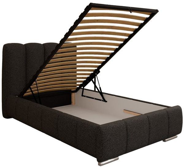 PANDA MÖBEL GmbH Polsterbett ZAIRA Elegantes Bett mit praktischem Bettkasten für modernen Wohnstil (Polsterbett mit Kopfteil und wählbarem Matratzen Härtegrad), 90x200cm 100x200cm 120x200cm