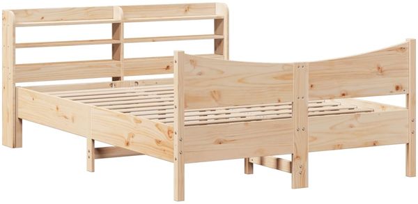 Doppelbett, Betten für Erwachsene, Massivholzbett mit Kopfteil 150x200 cm Kiefer de1051