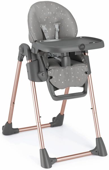 CAM Kinder Hochstuhl Pappananna | für 0-36 Monate | Grau/Rose | 8-fach höhenverstellbar
