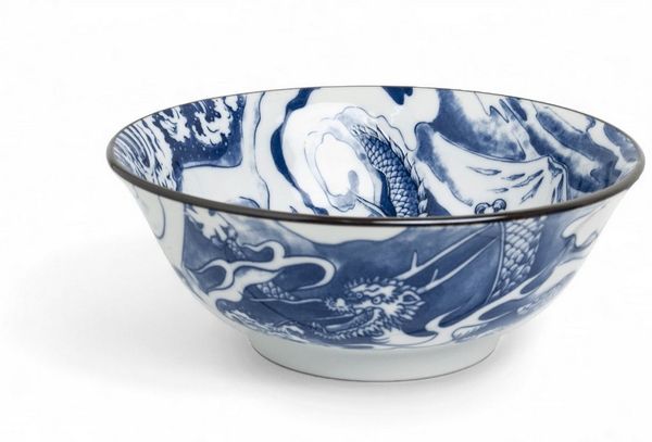 WestCraft Servierschüssel Japan-Bowls ASIATICA, Drachengott Edition, Porzellan-Schalen, 20,5 cm, Porzellan, Hochwertig, asiatische Ramen-, Reis-, Nudel-, Udon-, Suppen-Schüssel