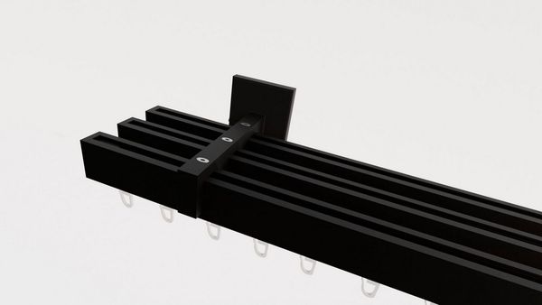 indeko Gardinenstange Bern, 3-läufig, Wunschmaßlänge, verschraubt, Aluminium, Innenlauf Komplett-Set inkl. Gleitern und Montagematerial
