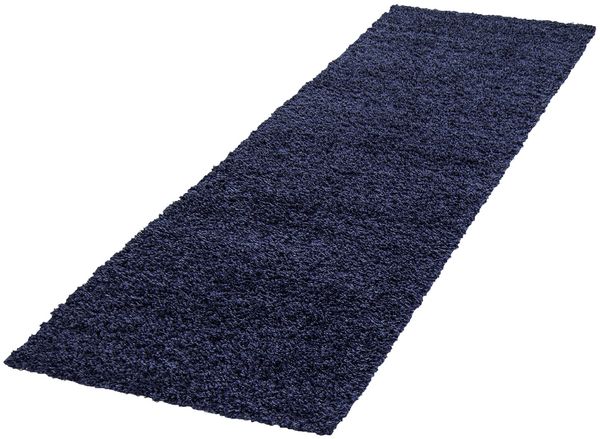 Hochflor Teppich Lux Läufer - 80x250 cm - Marineblau