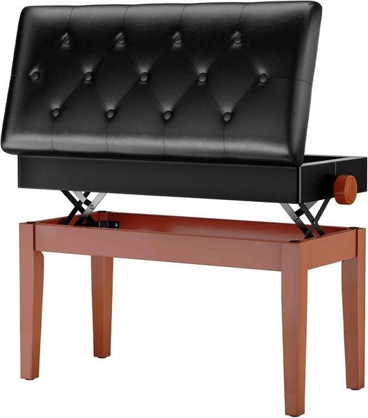 TLGREEN Klavierbank,Klavierhocker Höhenverstellbar 48-58CM (Keyboardbank Klavierstuhl), Pianobank mit Stauraum, PU Lederkissen,bis 150KG Belastbar
