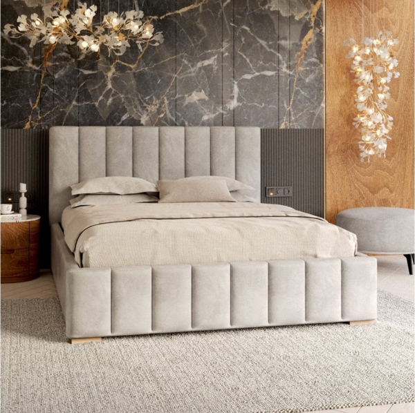 FDM Polsterbett modern mit Bettkasten MADE IN EU - mit hochwertigem Velours Bezug (verfügbar 90x200 120x200 140x200 160x200 180x200cm, Bettrahmen, Bett, mit großen gepolsterten Kopfteil, mit Bettkasten zum aufklappen), Hebbarer Metallrahmen, Bettkasten...