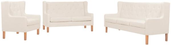 vidaXL 3-tlg. Sofa-Set Stoff Cremeweiß 274931